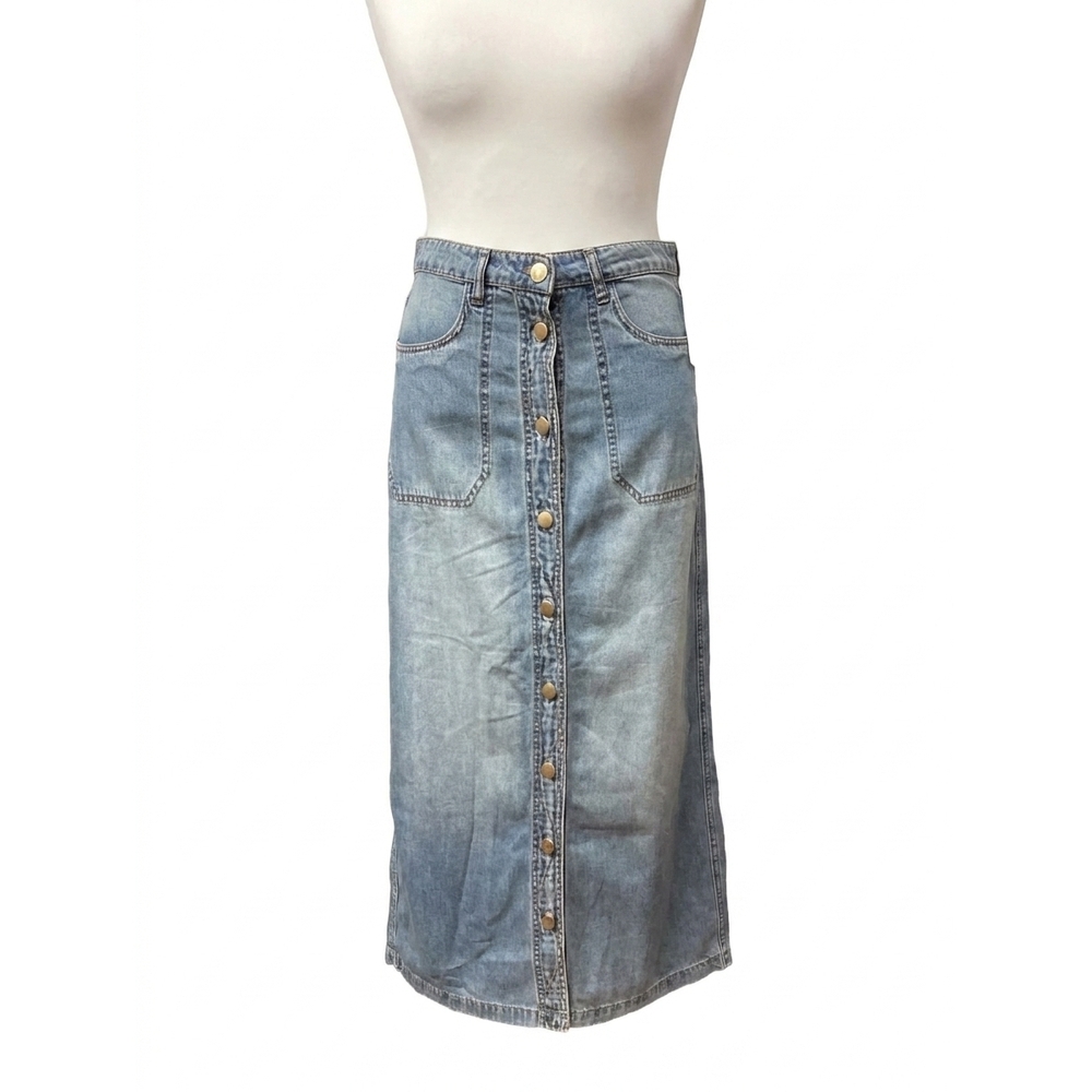 NEW KUT FROM THE KLOTH women's button up maxi skirt in soft wash